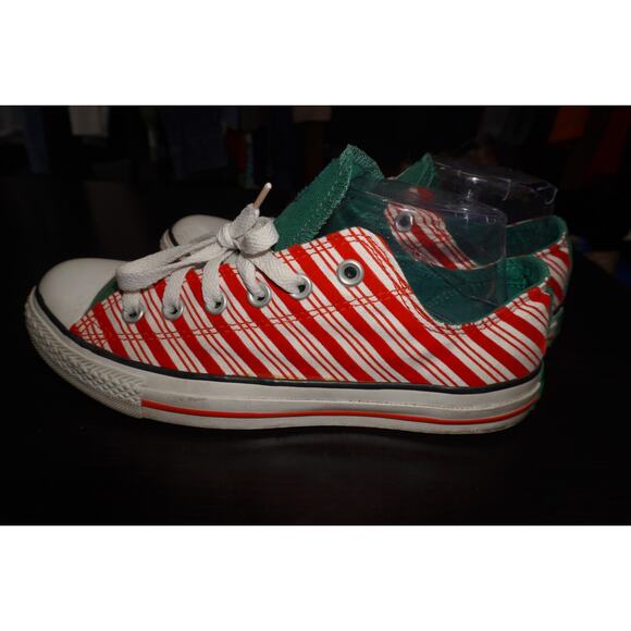 Converse All Star Candy Cane Stripe Low Top Shoes Red Green Unisex Men 7 Women 9 - Picture 3 of 13